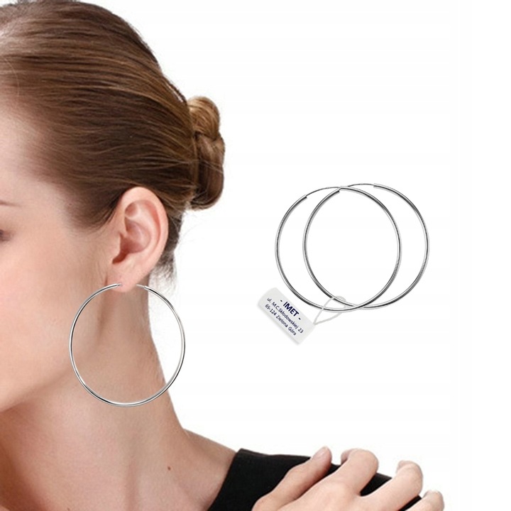 Kolczyki kółka srebrne pr 925 klasyczne koła 6 cm