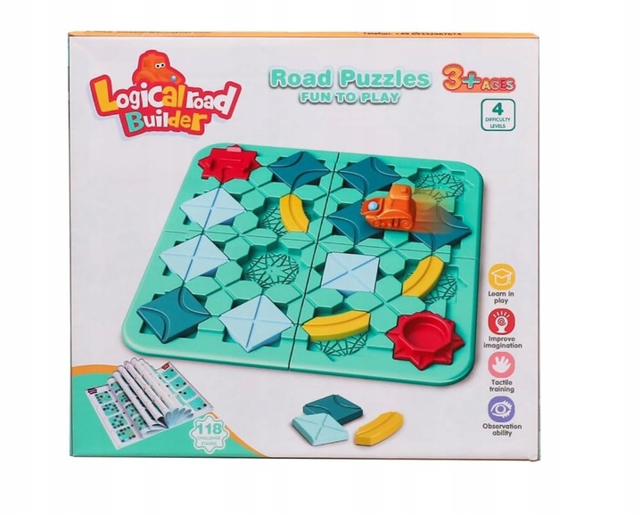 GRA LOGICZNA PLANSZOWA UKŁADANKA LABIRYNT BUDOWANIE DROGI NA PREZENT KLOCKI