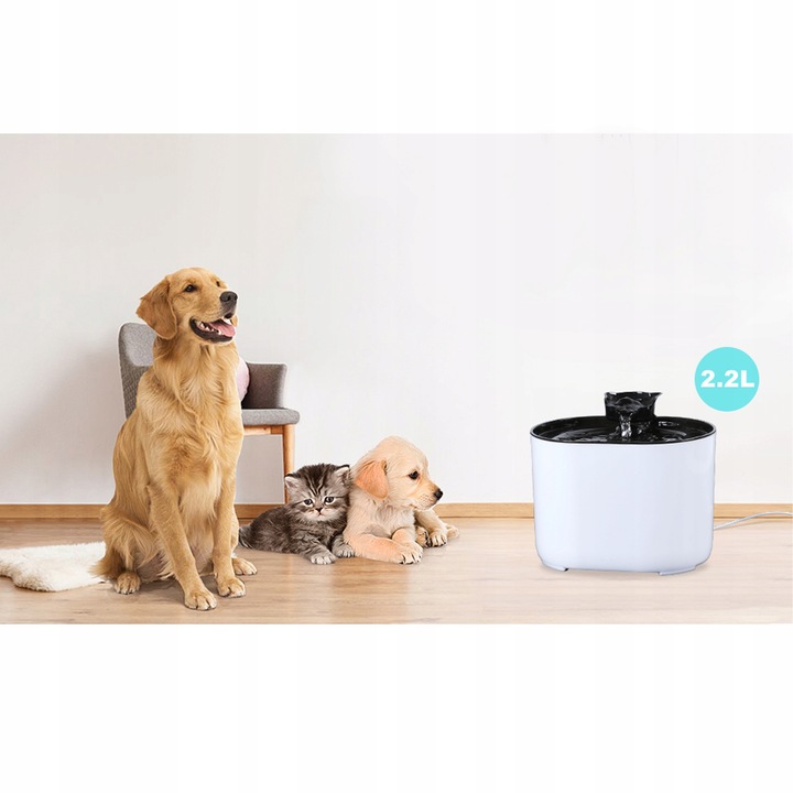 POIDEŁKO MISKA POIDŁO CICHA FONTANNA DLA KOTA PSA 2,2L AUTOMATYCZNE PŁOMYK