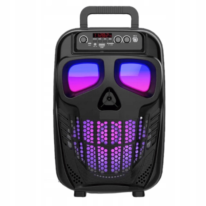 GŁOŚNIK BEZPRZEWODOWY PRZENOŚNY KARAOKE BLUETOOTH RADIO MIKROFON LED USB