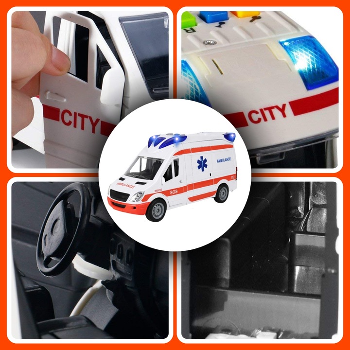 Auto Karetka Pogotowia Ambulans Bus Napęd Dźwięki Otwierane Drzwi z noszami
