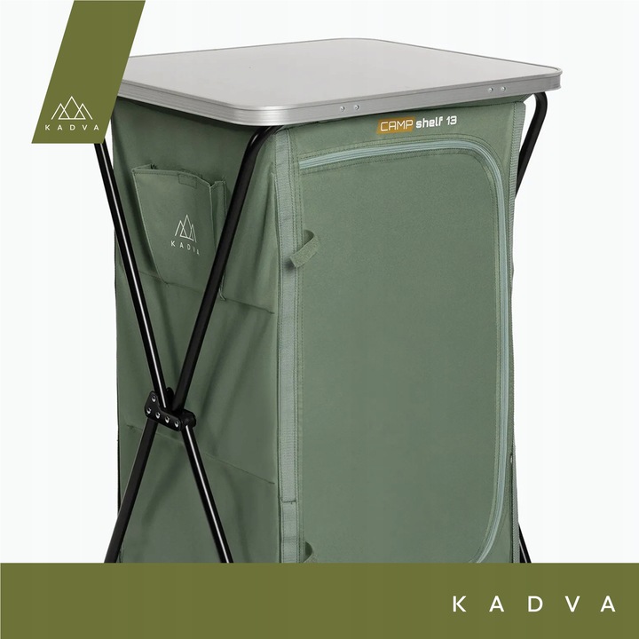 Szafka turystyczna KADVA CAMPshelf 13 zielony OS Aluminiowa powierzchnia