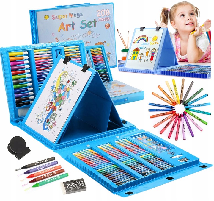 ZESTAW DO MALOWANIA DLA DZIECI 208el Artystyczny Plastyczny Twórczy Walizka