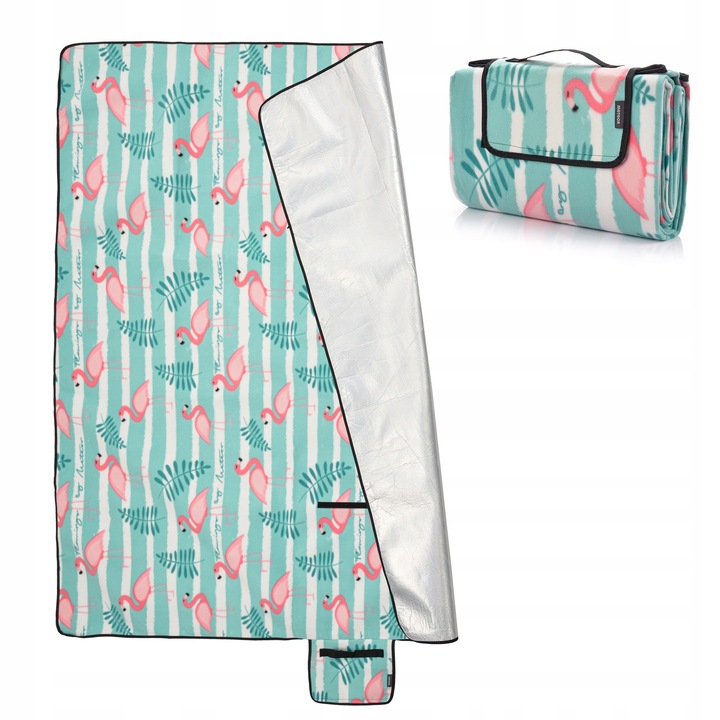 KOC PIKNIKOWY METEOR 150x190 ALU FLAMINGI 3 warstwowy kompaktowy na rzep