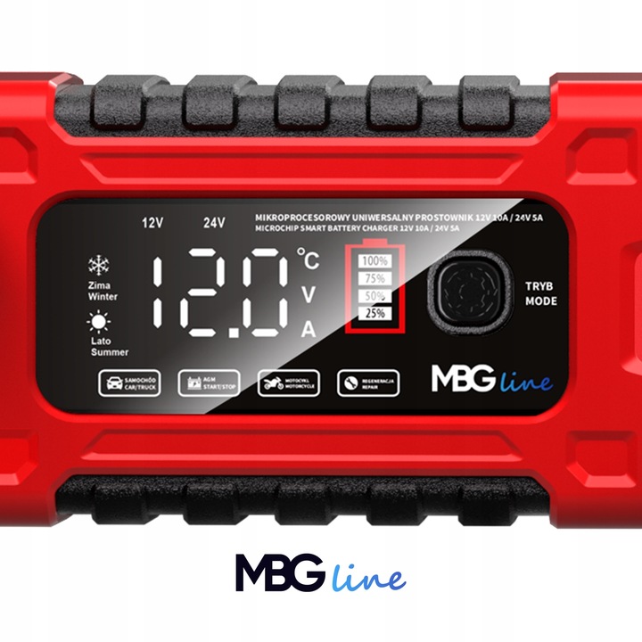Mocny Inteligentny Prostownik Samochodowy Ładowarka Akumulatora 24V 12V 10A
