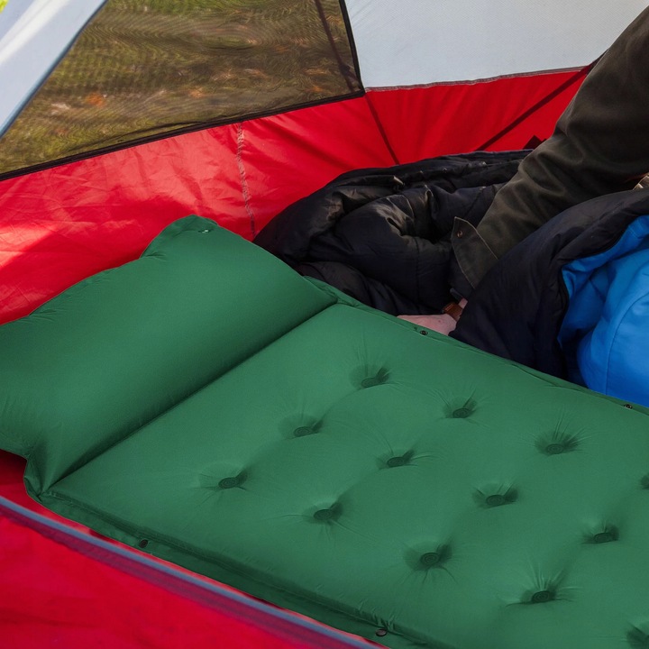 MATA SAMOPOMPUJĄCA KARIMATA DMUCHANA TREKKINGOWA Z PODUSZKĄ 193X68X3,5CM