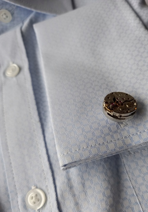 Spinki do mankietów Zegarek Werk Mechanizm Zegarka Steampunk Metalowe Etui