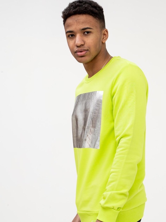 Męska Bluza Breezy Silver Panel Limonkowa XXL