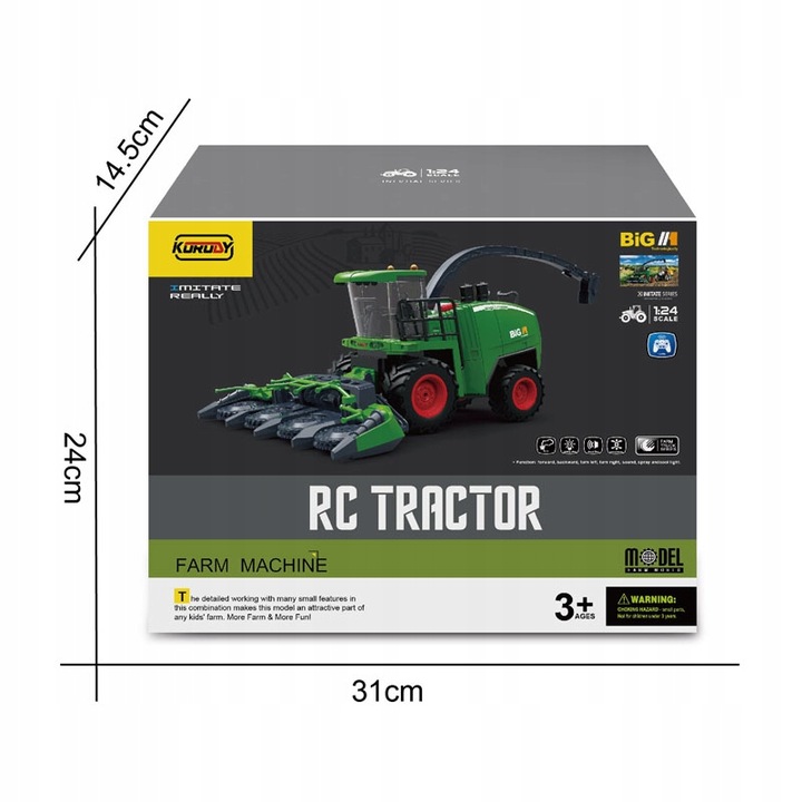 KOMBAJN ZDALNIE STEROWANY 2W1 DŹWIĘK ŚWIATŁA DYM PILOT RC