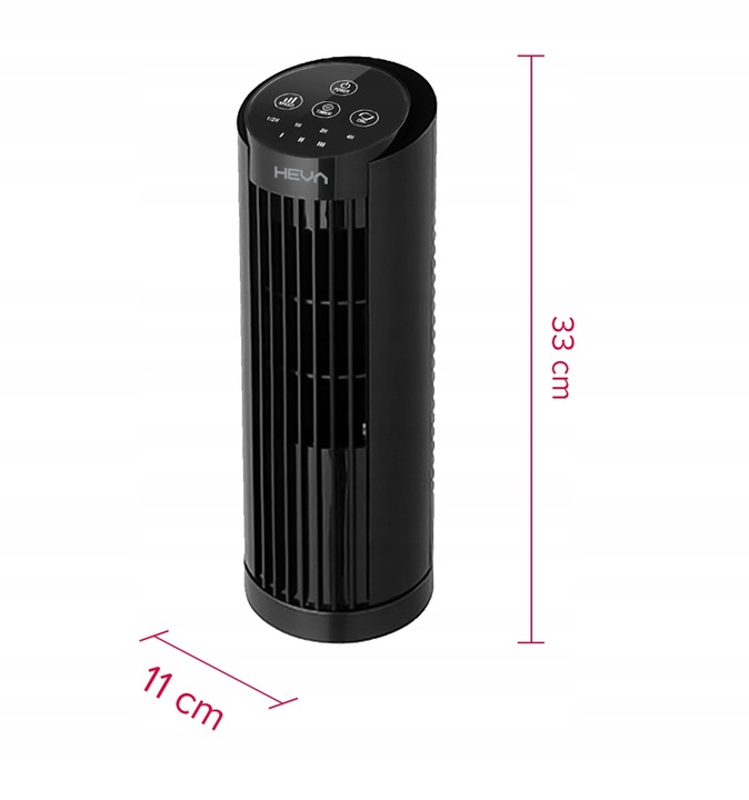 Wentylator kolumnowy HEVA PIX wiatrak biurkowy cichy stojący pilot LED