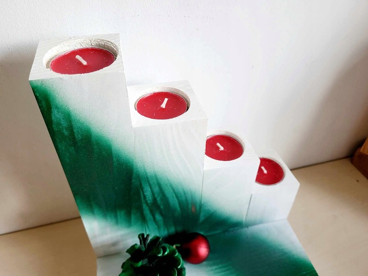 STROIK Świąteczny ŚWIECZNIK ADWENTOWY Z DREWNA Ozdoba BOŻE NARODZENIE DUŻY