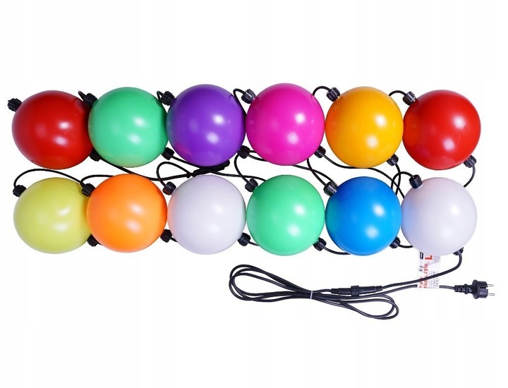 LAMPKI CHOINKOWE LED-12 DUŻE KULE ZEWNĘTRZNE MIX