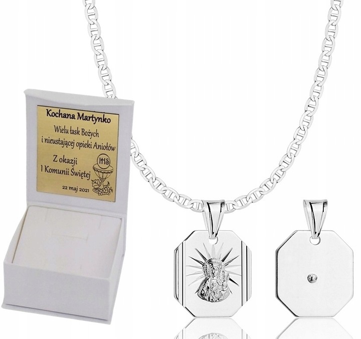 Łańcuszek Srebrny Gucci 2,60 mm z Medalikiem pr 925 Grawer Gratis