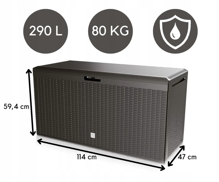 Skrzynia ogrodowa Boxe Rato Plus 290l umbra - Prosperplast MBRP290-440U