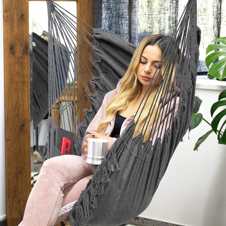 KRZESŁO BRAZYLIJSKIE HAMAKOWE WISZĄCE HUŚTAWKA HAMAK FOTEL PODUSZKI BOHO