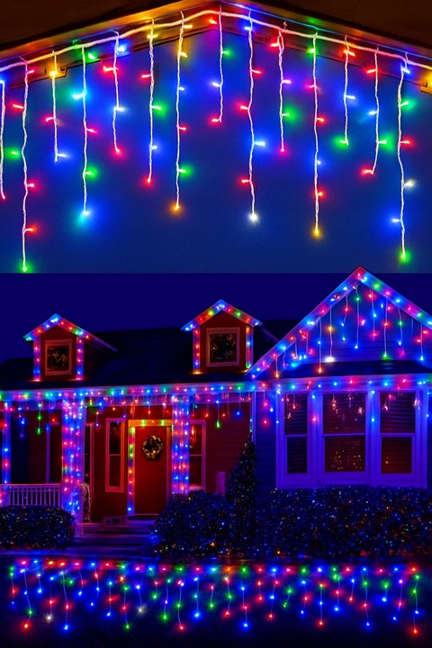 Lampki LED 1000 Kurtyna Świetlna Sople ZEWNĘTRZNE Girlanda multikolor