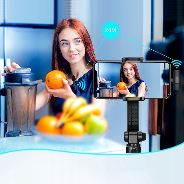 2x MIKROFON BEZPRZEWODOWY KRAWATOWY + ODBIORNIK USB-C + ADAPTER DO IPHONE