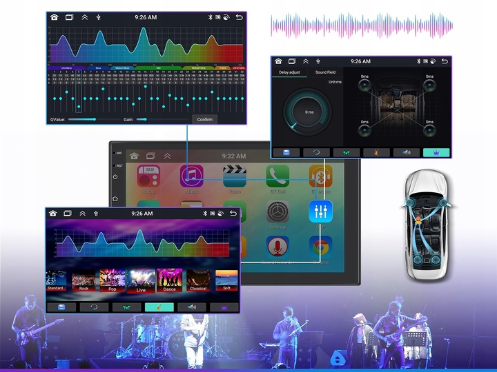 RADIO SAMOCHODOWE 2 DIN ANDROID AUTO CARPLAY 6GB/128GB ANDROID WIFI RDS DSP