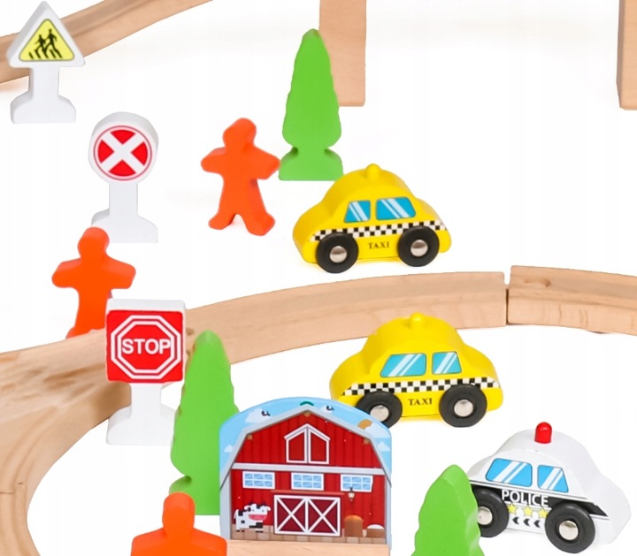 WIELKA KOLEJKA DREWNIANA TOR POCIĄG AUTKA 100 el.