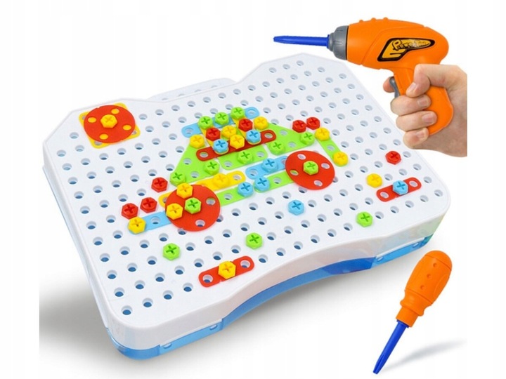 WKRĘTARKA ZESTAW KONSTRUKCYJNY dla dzieci ŚRUBKI 3D Kolorowe klocki Kuferek