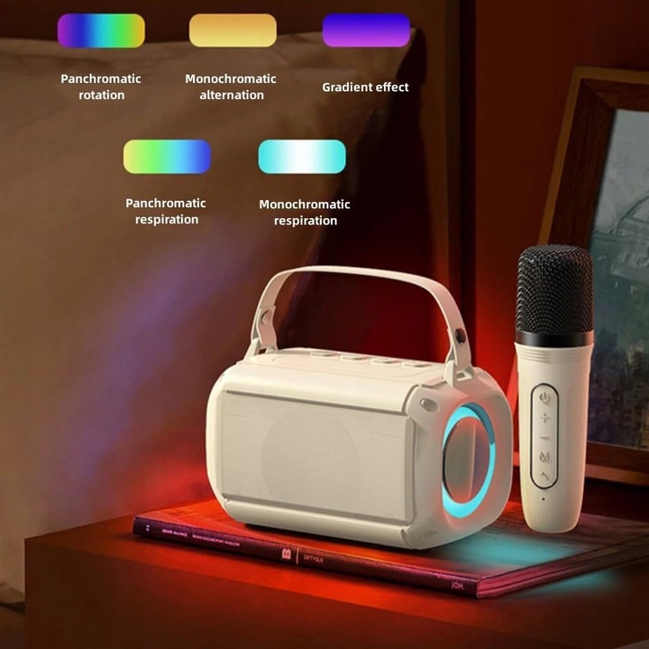 MINI BEZPRZEWODOWY GŁOŚNIK BLUETOOTH + KARAOKE 2 MIKROFONY LED DLA DZIECKA
