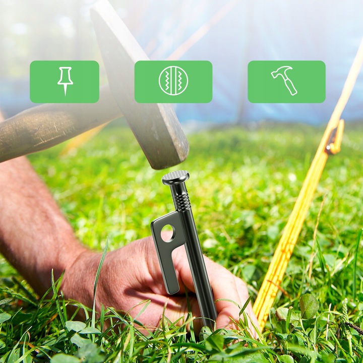 kotwy do trampoliny Solidne kotwa do ziemi 9mm 30cm 8szt z workiem czarny