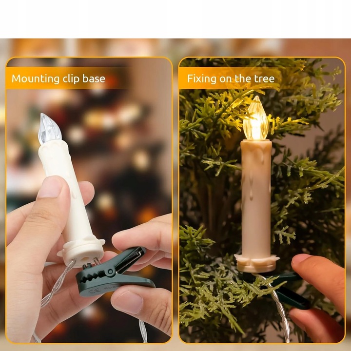 LAMPKI CHOINKOWE ŚWIECE ŚWIECZKI LED 40SZT WEWNĄTRZ/ZEWNĄTRZ - PILOT TIMER