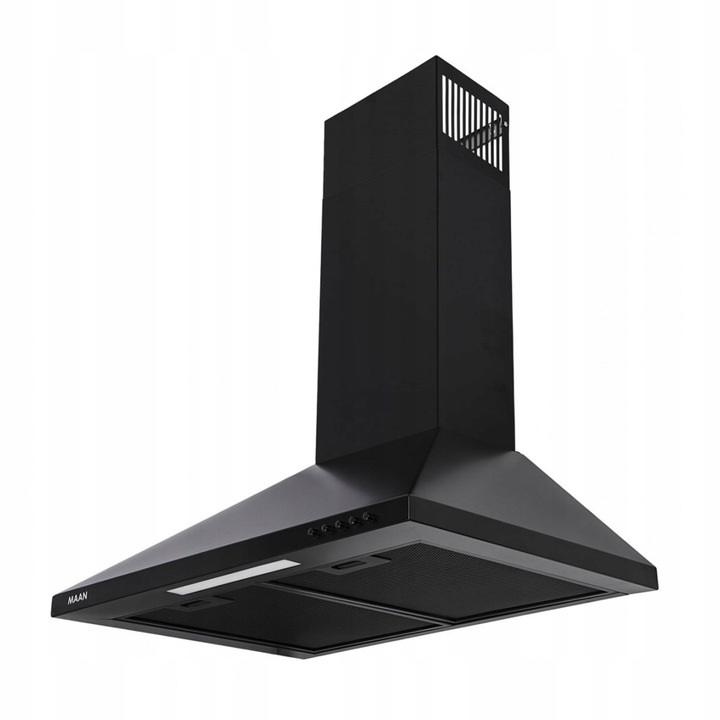 CZARNY POCHŁANIACZ OKAP KUCHENNY KOMINOWY ŚCIENNY MAAN MIX 50 CM FILTR LED