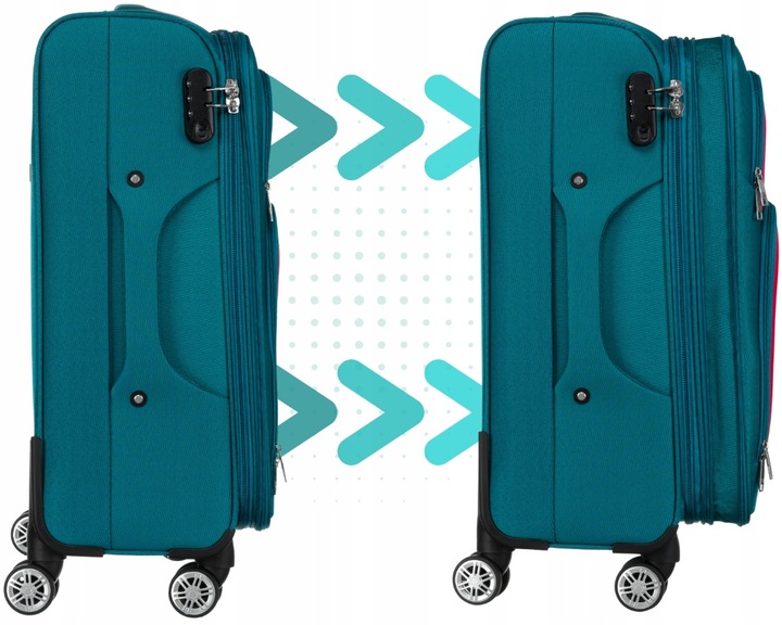 Walizka miękka na 4 kółkach ŚREDNIA pojemna solidna bagaż PETERSON