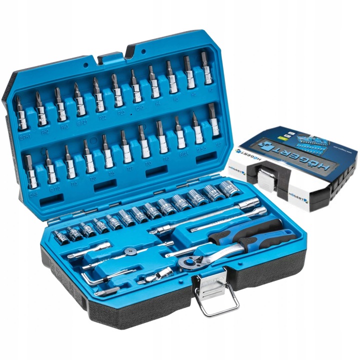 HOGERT ZESTAW KLUCZY NASADOWYCH 1/4" NASADKI BITY KLUCZE NASADOWE 46 szt.