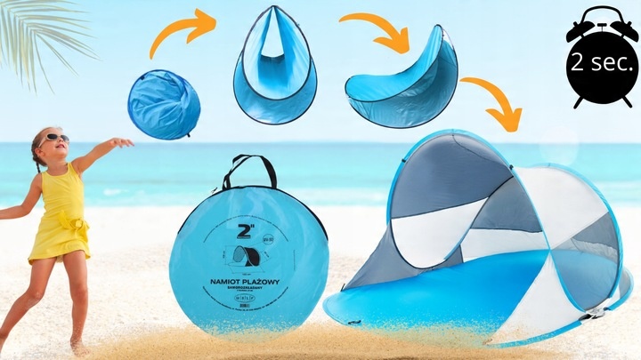 NAMIOT PLAŻOWY SAMOROZKŁADAJĄCY FILTR UV PARAWAN pop up ochrona na słońce