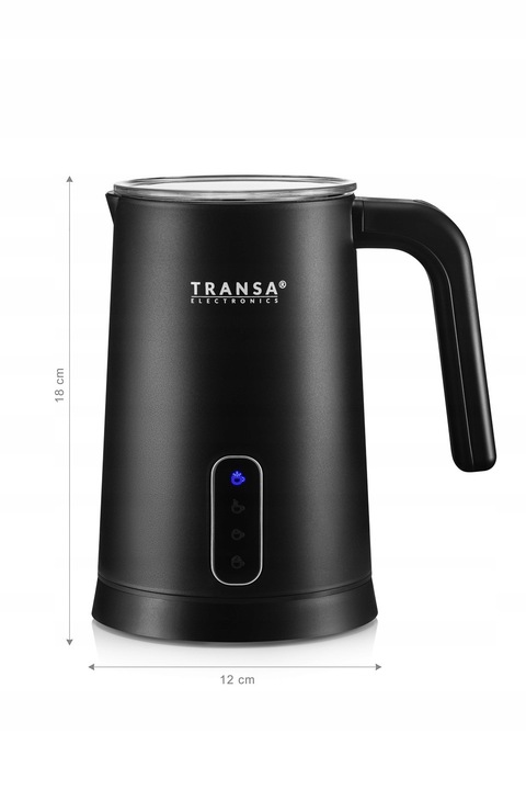 Spieniacz do mleka Podgrzewacz CZARNY 4 TRYBY 2 MIESZADŁA TRANSA 500W