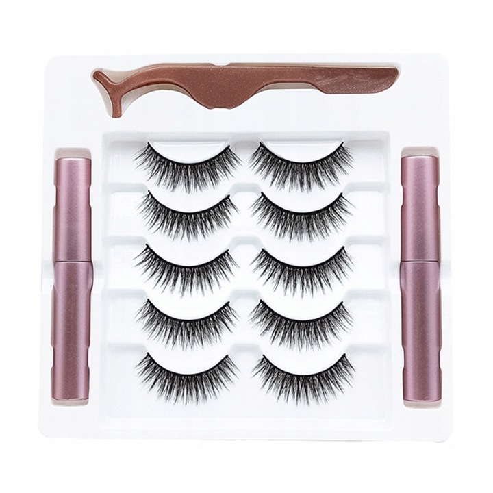 RZĘSY MAGNETYCZNE 5X DŁUGIE + PĘSETA + 2X EYELINER