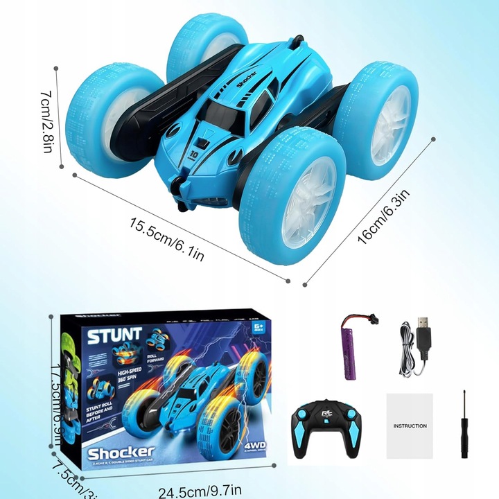 AUTO TWISTER TAŃCZĄCY SAMOCHÓD AKROBATA KASKADER 4WD Z LED Z PILOT Z AKU