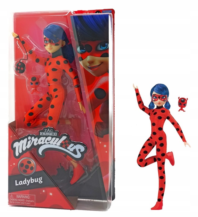 DUŻA LALKA MIRACULOUS BIEDRONKA I CZARNY KOT 27 CM KWAMI