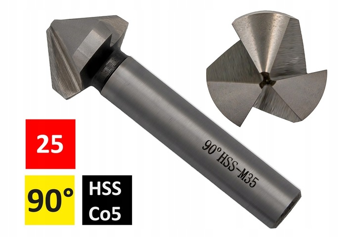 Frez pogłębiacz fazownik stożkowy 90° kobalt 25