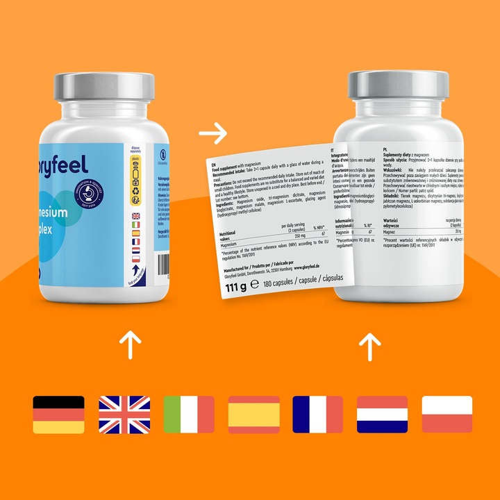 MAGNEZ KOMPLEKS FORTE - 180 tab związki premium 5 w 1 bisglicynian magnezu