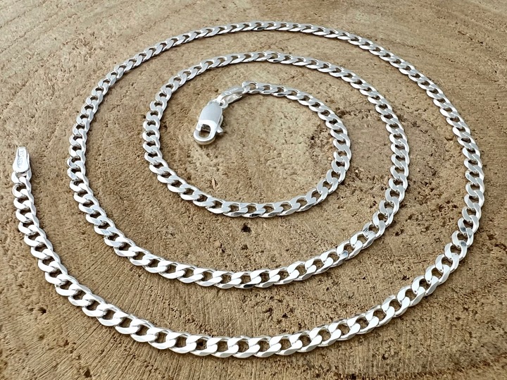 SREBRNY MĘSKI ŁAŃCUSZEK PANCERKA 035/55cm SREBRO 925 pełne DIAMENTOWANE