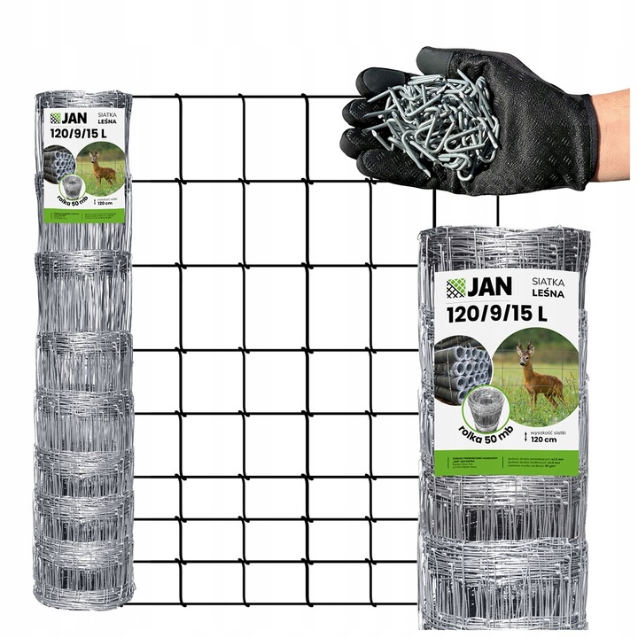 Siatka Leśna Ogrodzeniowa wys 120/9/15 L 50m Budowlana na kury Sarny Gratis