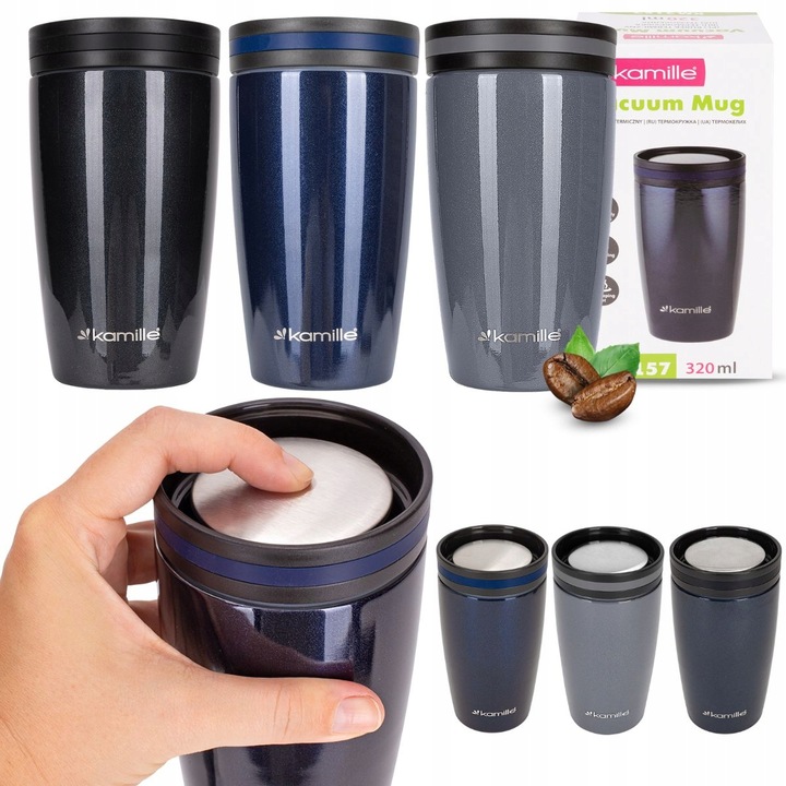 KUBEK TERMICZNY TERMOS BUTELKA BIDON NA KAWĘ HERBATĘ SZCZELNY 320ml KAMILLE