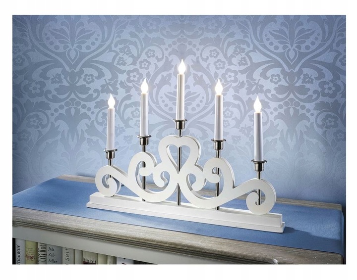 Markslojd świecznik drewniany biały Eneby