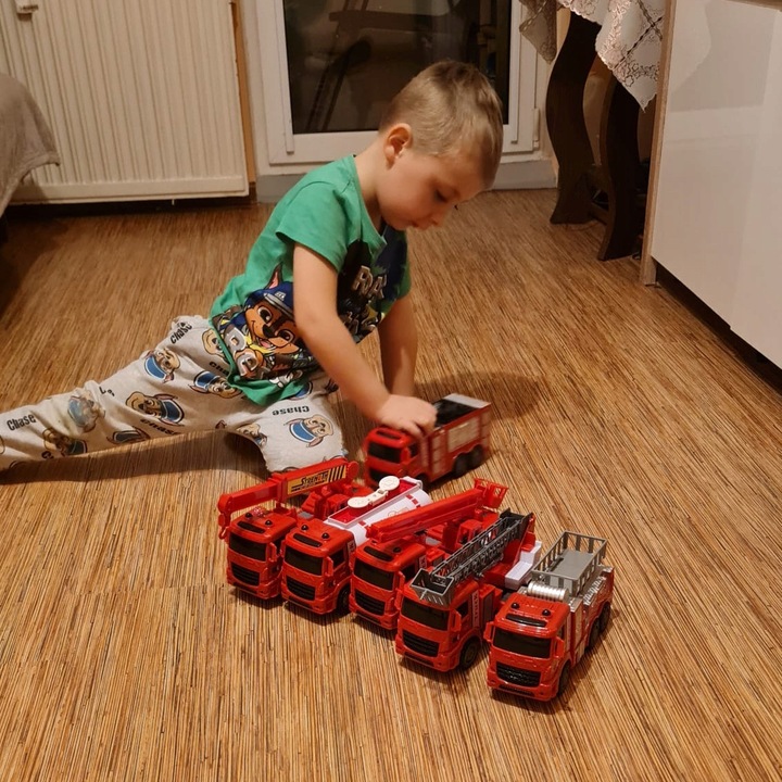 Wóz Strażacki Zabawka dla Dzieci Straż Pożarna Duży Zestaw 6 szt Ciężarówka