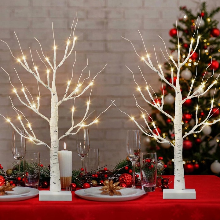 ZESTAW 2 BRZOZOWYCH DEKORACJI LED UNIWERSALNA OZDOBA NA KAŻDĄ PORĘ ROKU