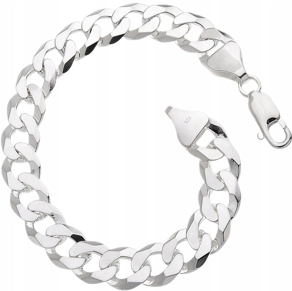 Srebrna Bransoletka Męska Pancerka 10,50 mm Diamentowana 925 Grawer Gratis
