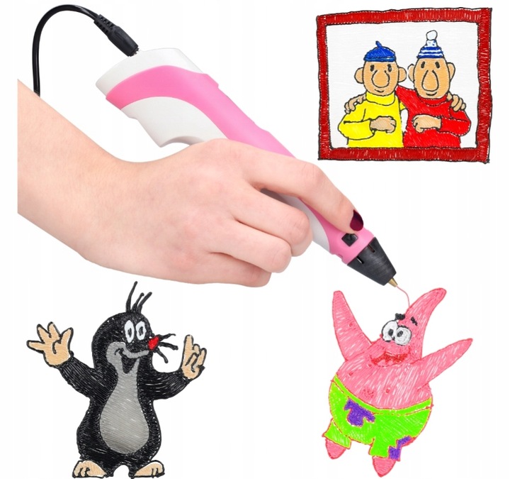 DŁUGOPIS 3D DLA DZIECI magiczny DRUKARKA 3D PEN RÓŻOWY + WKŁAD 9M