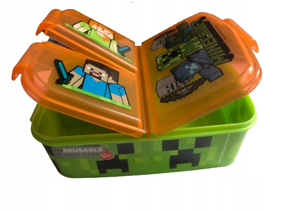 ŚNIADANIÓWKA MINECRAFT Z PRZEGRODAMI STEVE ALEX CREEPER DO SZKOŁY