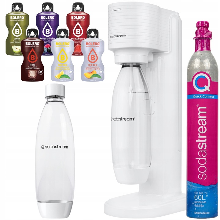 SATURATOR SODASTREAM GAIA BIAŁY 1 BUTELKA SYFON DO GAZOWANIA WODY + NAPOJE