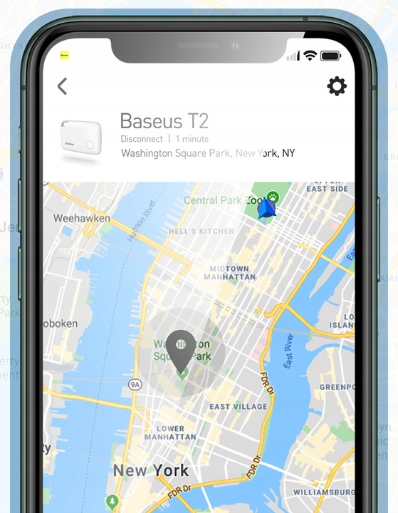 BASEUS MINI LOKALIZATOR BRELOK ZAWIESZKA BLUETOOTH Z SMYCZĄ ALARM DO KLUCZY