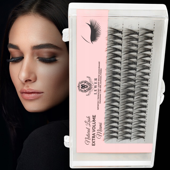 KĘPKI RZĘSY EYELASH Lewer Miami EXTRA VOLUME 10mm GĘSTE NATURALNE JEDWABNE
