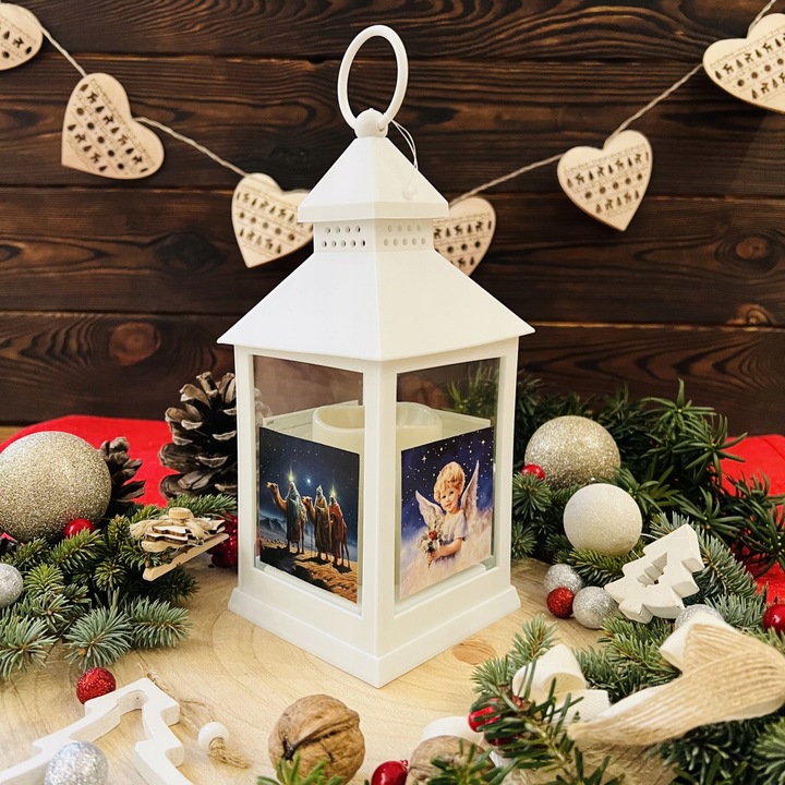 Lampion na Roraty świeca LED na baterie, biała Latarenka adwentowa ŚLICZNY